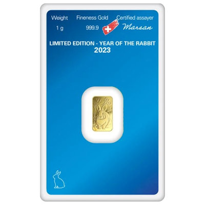 Goldbarren - Lunar Jahr des Hasen 2023 - 1g Gold