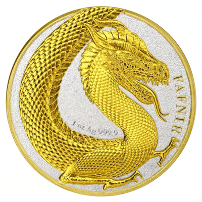 Germania Mint - 5 Mark Germania Beasts: Fafnir 2020 - 1 Oz Silber GILDED