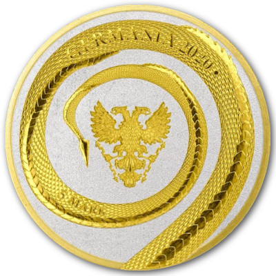 Germania Mint - 5 Mark Germania Beasts: Fafnir 2020 - 1 Oz Silber GILDED