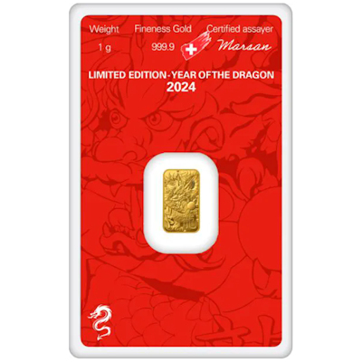 Goldbarren - Lunar Jahr des Drachen 2024 - 1g Gold