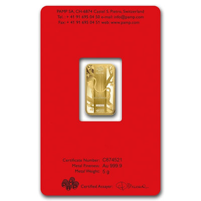 Goldbarren - PAMP Lunar Jahr des Affen 2016 - 5g Gold