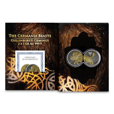 Germania Mint - 2*5 Mark Germania Beasts: Gullinbursti GEMINUS 2025 - 2*1 Oz Silber