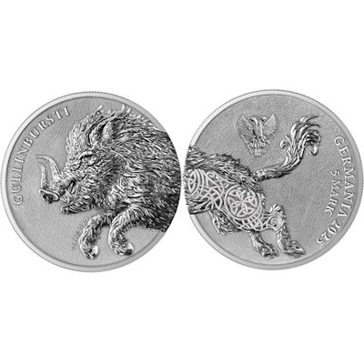 Germania Mint - 2*5 Mark Germania Beasts: Gullinbursti 2025 - 2*1 Oz Silber