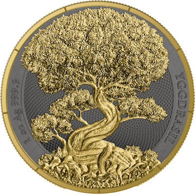 Germania Mint - 5 Mark Mythical Forest: Yggdrasil Goldenleaf 2025 - 1 Oz Silber Gilded Ruthenium