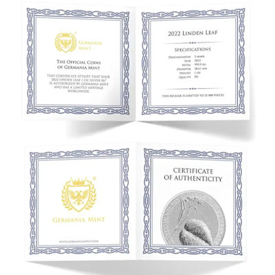 Germania Mint - 5 Mark Linden Leaf 2022 - 1 Oz Silber