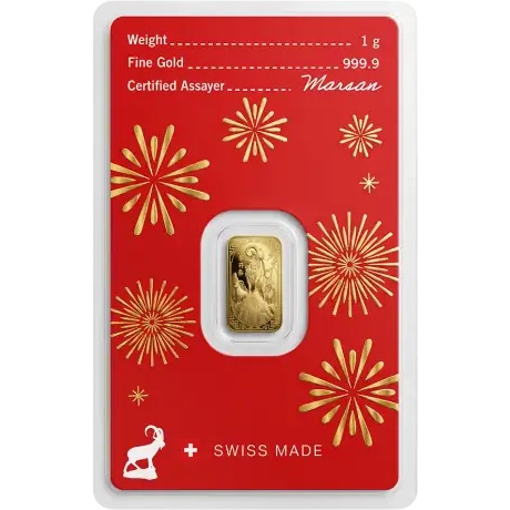 Goldbarren - Argor-Heraeus Lunar Jahr der Ziege 2027 - 1g Gold
