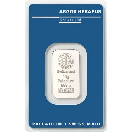 Schweiz - Argor-Heraeus Palladiumbarren - 10g Palladium