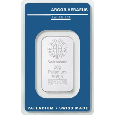 Schweiz - Argor-Heraeus Palladiumbarren - 20g Palladium