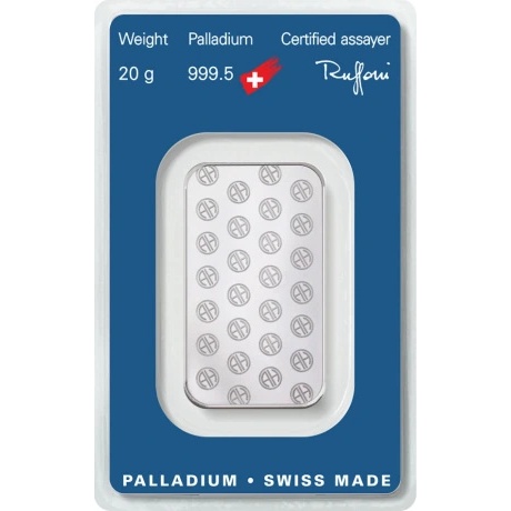Schweiz - Argor-Heraeus Palladiumbarren - 20g Palladium