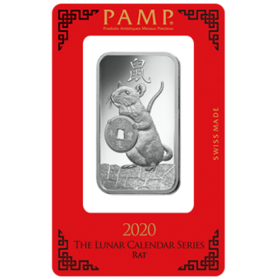 Silberbarren - PAMP Lunar Jahr der Maus 2020 - 1 Oz Silber
