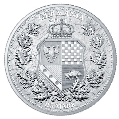 Germania Mint - 25 Mark Columbia & Germania 2019 - 5 Oz Silber