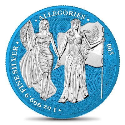 Germania Mint - 5 Mark Columbia & Germania Space Blue 2019 - 1 Oz Silber
