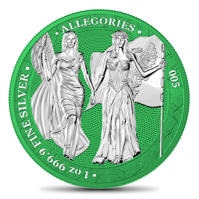 Germania Mint - 5 Mark Columbia & Germania Space Green 2019 - 1 Oz Silber