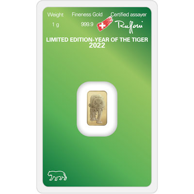 Goldbarren - Lunar Jahr des Tigers 2022 - 1g Gold