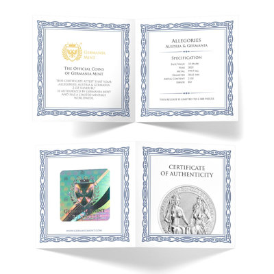 Germania Mint - 10 Mark Austria & Germania 2021 - 2 Oz Silber